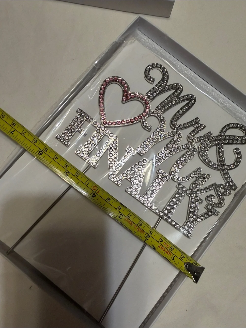Silver 'Mr & Mrs Finally' Cake Topper with Pink Heart Accent